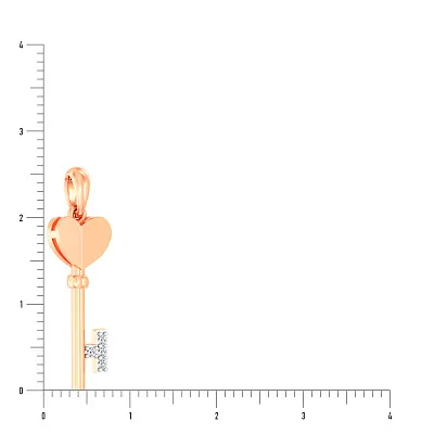 Кулон з червоного золота «Ключик» з фіанітами  (арт. 440605)