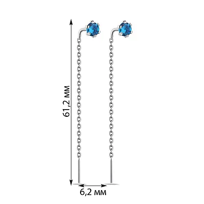 Серебряные серьги-протяжки с альпинитами (арт. 7502/934агсю)
