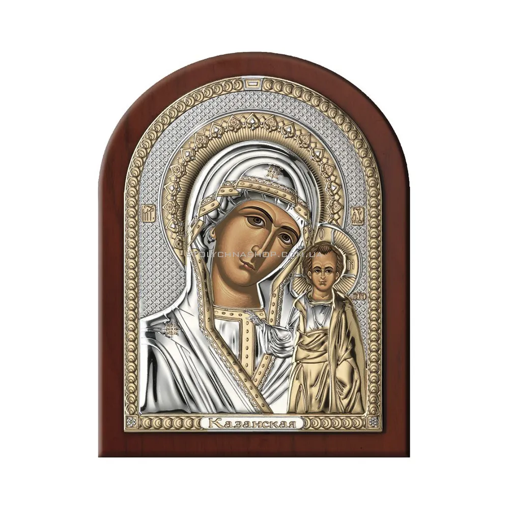 Серебряная икона Пресвятая Богородица «Казанская» (85х60 мм) (арт. 84120 1LORO) - цена