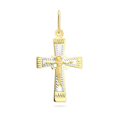 Золотой крестик в комбинированном цвете металла (арт. 529402ж)