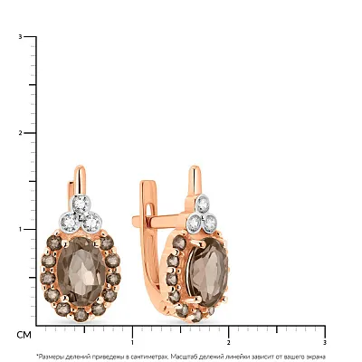 Золотые серьги с кварцем и фианитами (арт. 110424Пкр)