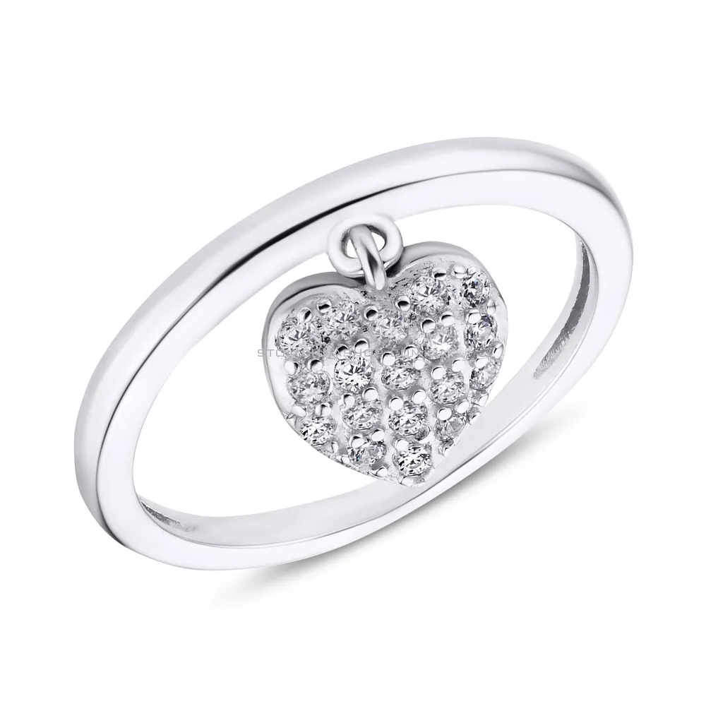 Серебряное кольцо «Сердце» с фианитами  (арт. 7501/3850) - цена
