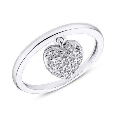Серебряное кольцо «Сердце» с фианитами  (арт. 7501/3850)
