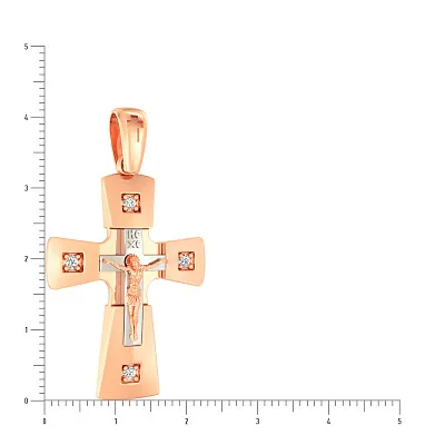 Золотой нательный крестик с распятием и фианитами (арт. 501041)
