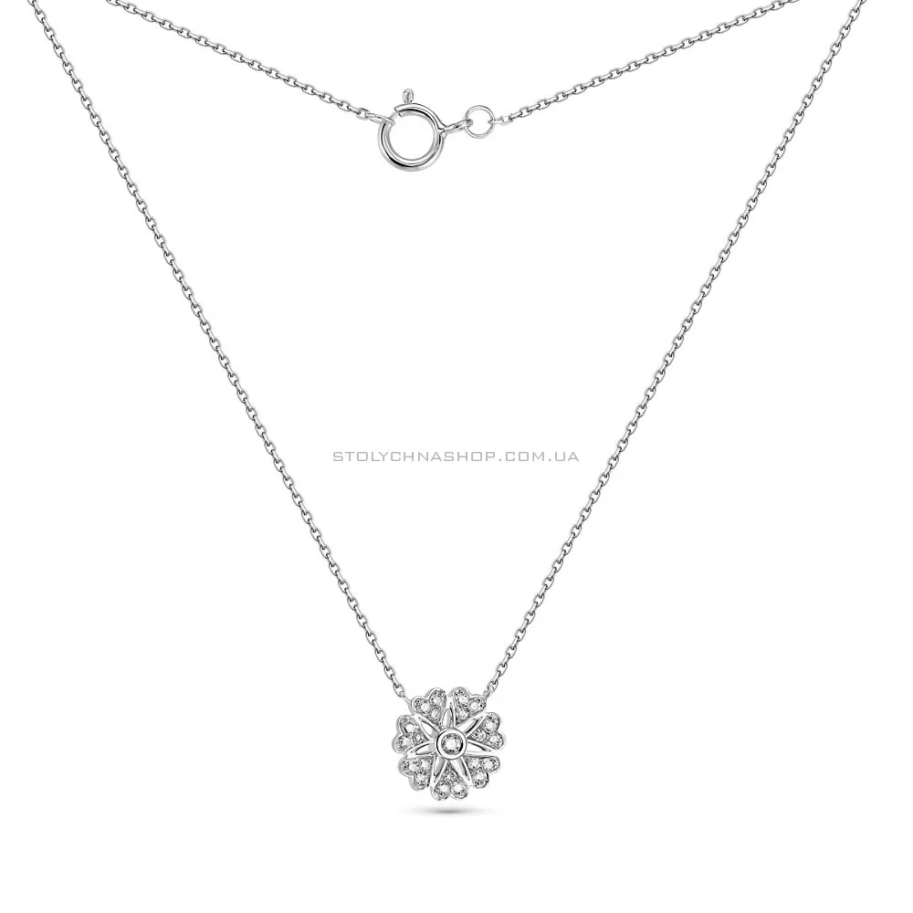 Кольє з білого золота "Квітка" з діамантами (арт. Ц341300010б) - 2 - цена