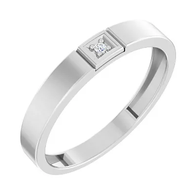 Золотое кольцо в белом цвете металла с бриллиантом  (арт. К011030б)