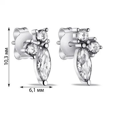 Сережки пусети зі срібла з фіанітами (арт. 7518/6756)