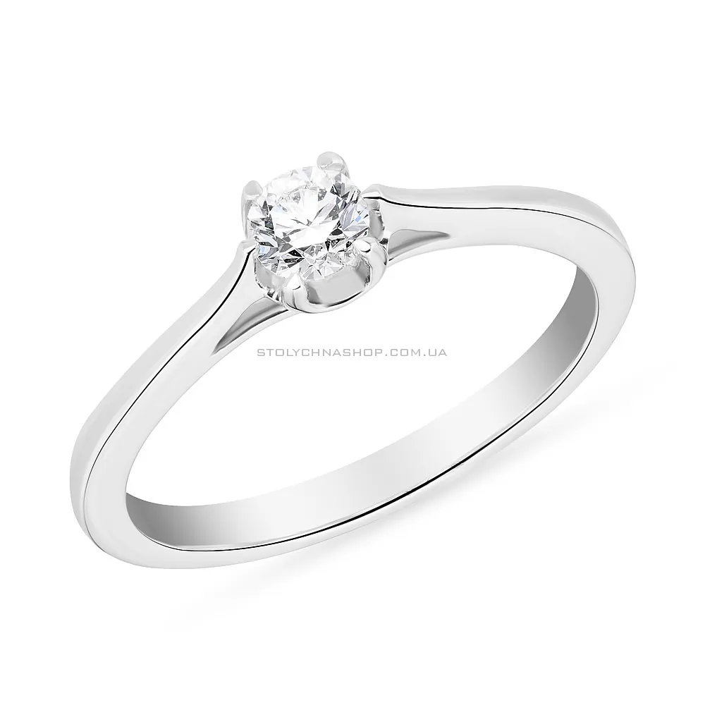 Кольцо для помолвки из белого золота с бриллиантом (арт. К341271020б) - цена