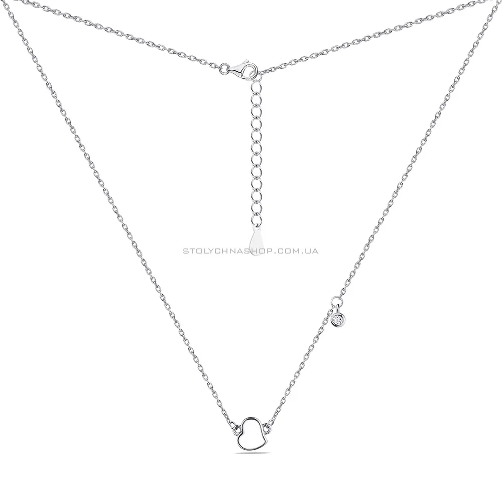 Колье серебряное "Сердце" с эмалью и фианитом  (арт. 7507/1181еб)
