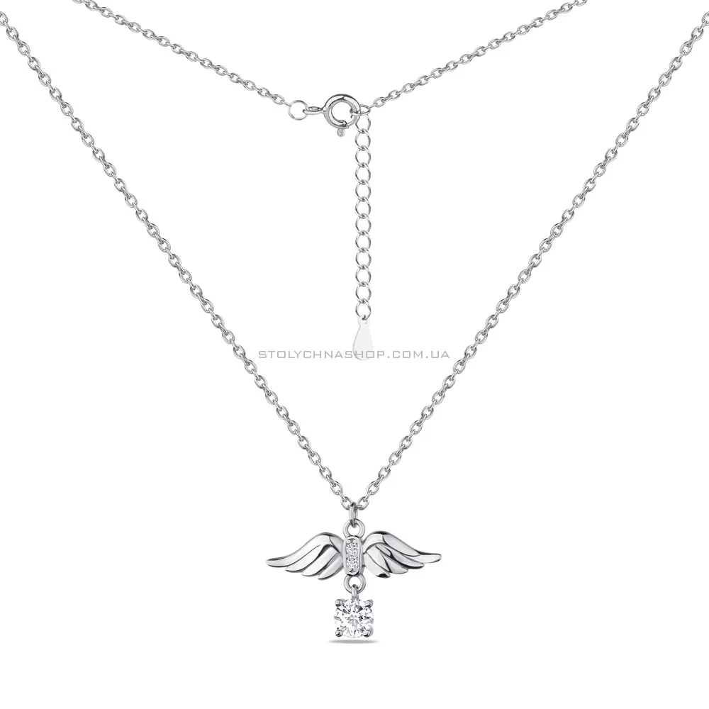 Колье серебряное "Крылья" с фианитами (арт. 7507/1266)