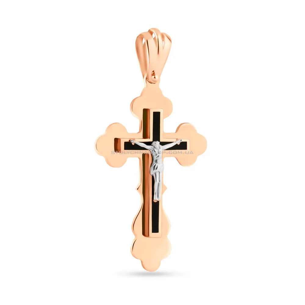Золотой крестик с распятием и эмалью (арт. 500665еч)
