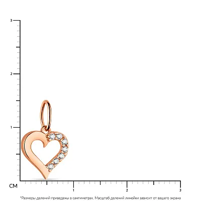 Золотий підвіс в формі серця з доріжкою з фіанітів  (арт. 424469)