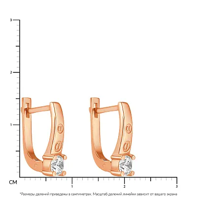 Золотые сережки с белыми фианитами (арт. 107631)
