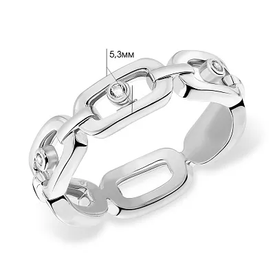 Серебряное кольцо-цепочка с фианитами  (арт. 7501/5605)
