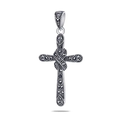Срібна підвіска-хрестик з марказитами (арт. 7403/2872мрк)