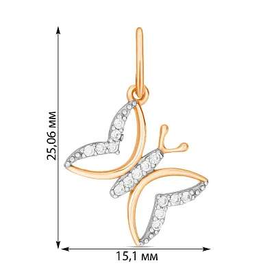 Кулон золотий «Метелик» з фіанітами (арт. 422149)