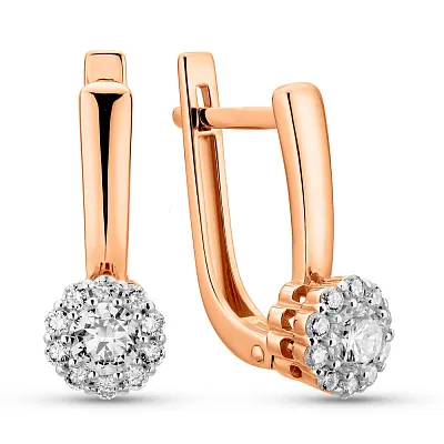 Серьги из красного золота с бриллиантами  (арт. С011313050)