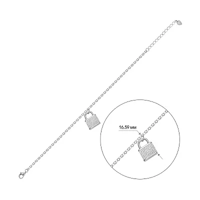 Срібний браслет «Замочок» з фіанітами (арт. 7509/2187)
