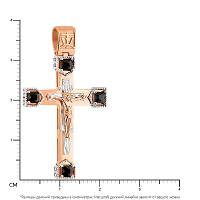 Нательный крестик из красного золота с ониксом (арт. 501675кб)