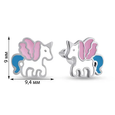 Срібні дитячі сережки з емаллю (арт. 7518/1065вецвсю)
