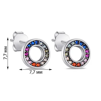 Сережки-пусети зі срібла з кольоровими альпінітами (арт. 7518/С2ФЦ/1553)