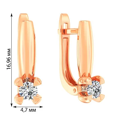 Сережки з червоного золота з діамантом (арт. С011200030)