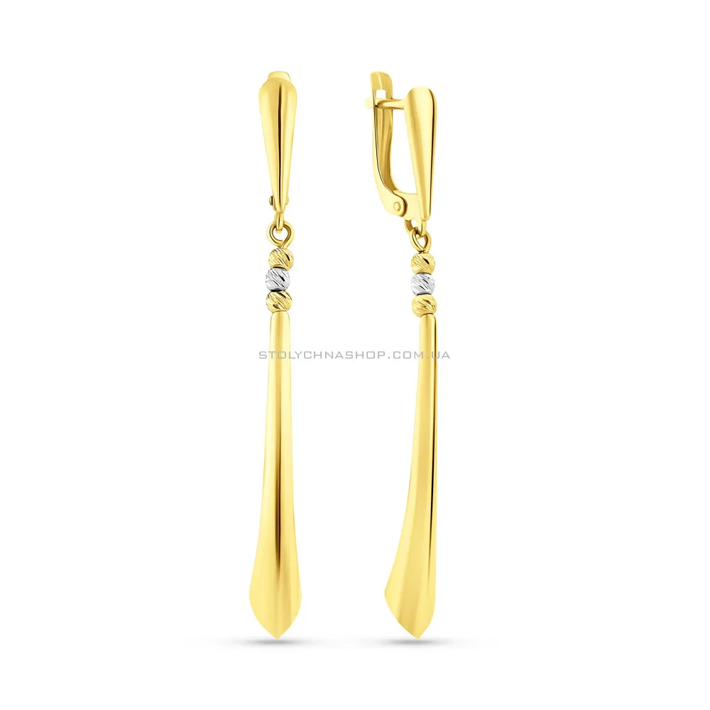 Сережки-підвіски з жовтого і білого золота (арт. 106204жб)
