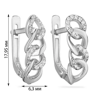 Сережки з білого золота з фіанітами (арт. 110311б)