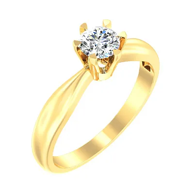 Золотое помолвочное кольцо с фианитом (арт. 140340ж)