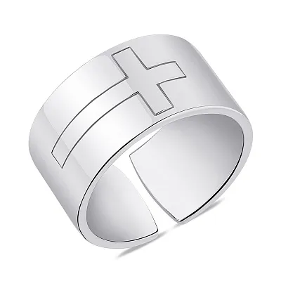 Незамкнутое кольцо из серебра с крестом  (арт. 7501/5638)