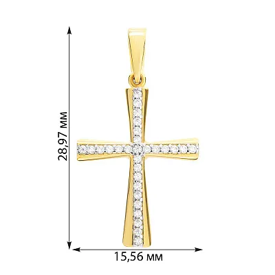 Хрестик з жовтого золота з фіанітами (арт. 440436ж)