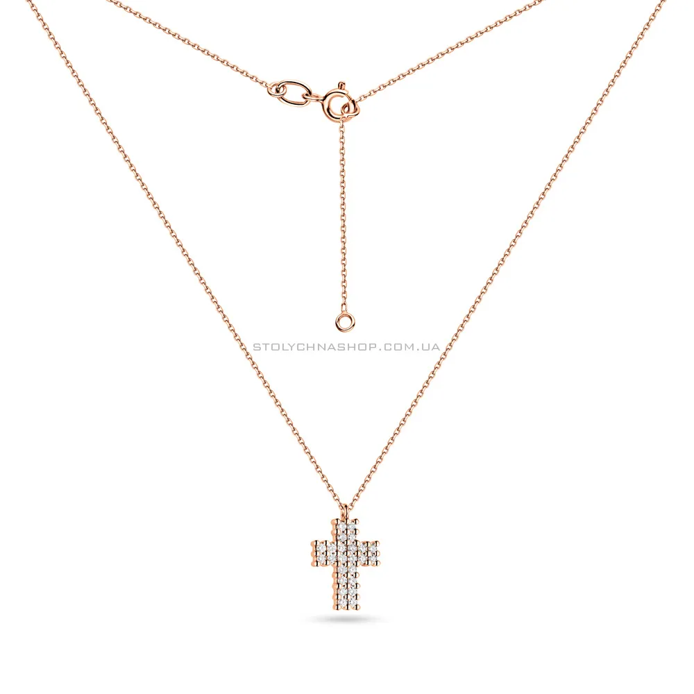 Золоте кольє з хрестиком і діамантами (арт. Ц011278030) - 2 - цена