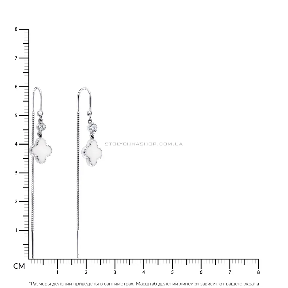 Сережки-протяжки зі срібла з емаллю (арт. 7502/3203еб) - 2 - цена