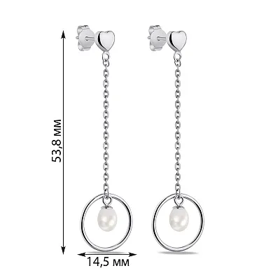 Срібні сережки-підвіски Trendy Style з перлинами  (арт. 7518/6194жб)