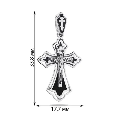 Срібний хрестик з розп'яттям і емаллю (арт. 7504/2-1173.0.2)