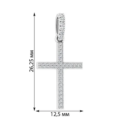 Хрестик з білого золота з фіанітами (арт. 440661б)