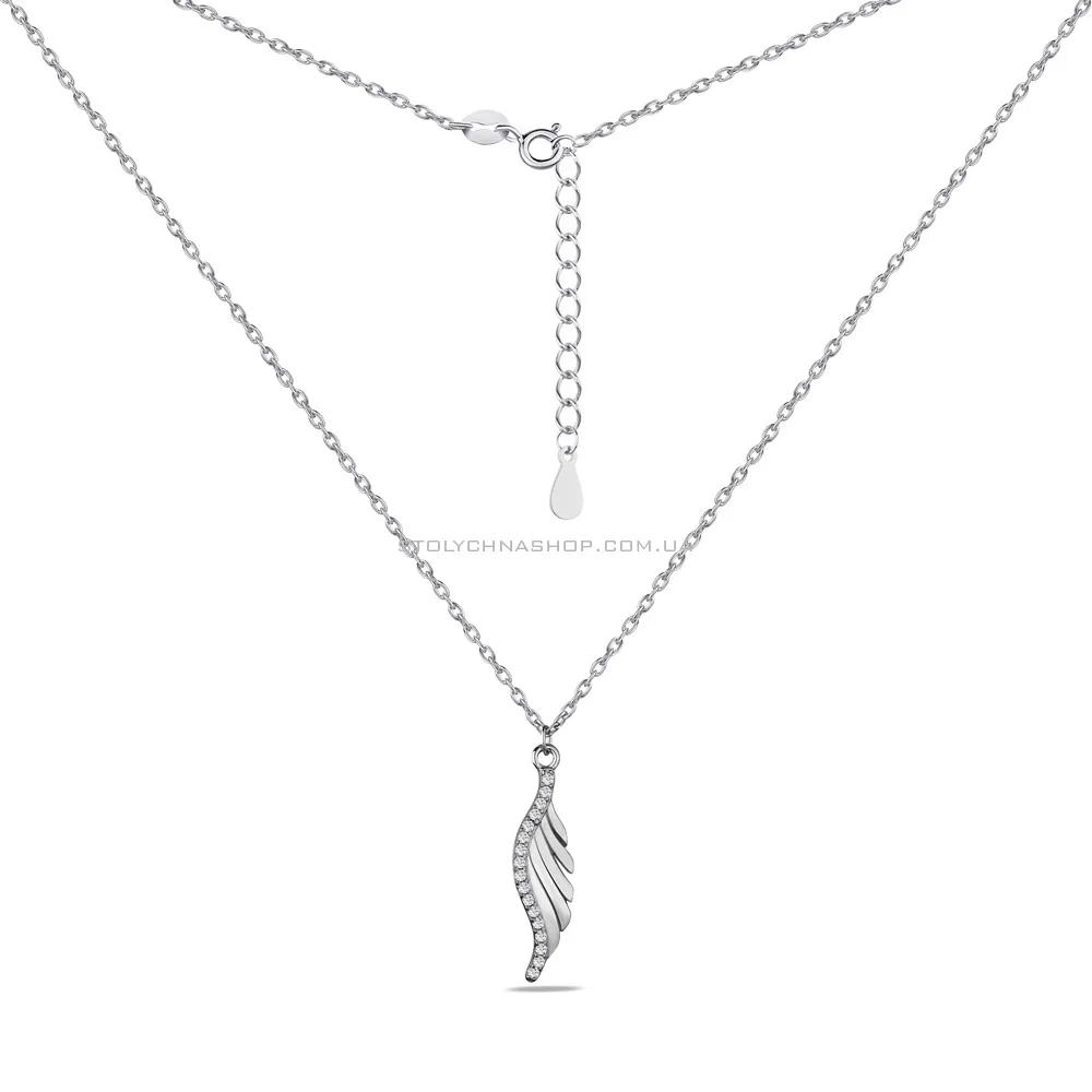 Серебряное колье "Крыло" с фианитами (арт. 7507/1233) - 2 - цена