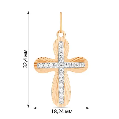 Хрестик золотий з фіанітами (арт. 443822)