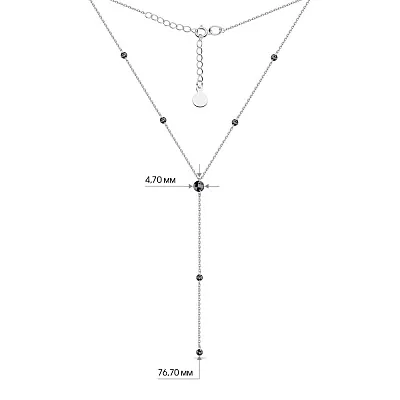 Срібне кольє-краватка з чорними фіанітами  (арт. 7507/1164ч)
