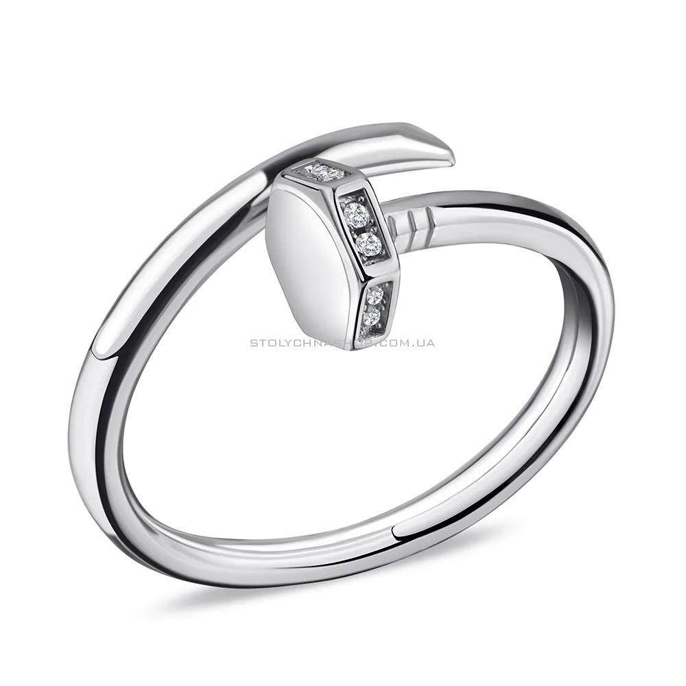 Серебряное кольцо "Гвоздь" с белыми фианитами  (арт. 7501/5522)
