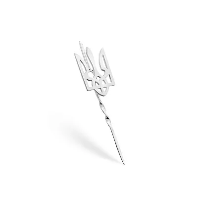 Значок-шпилька на лацкан з білого золота «Тризуб» (арт. 360006б)