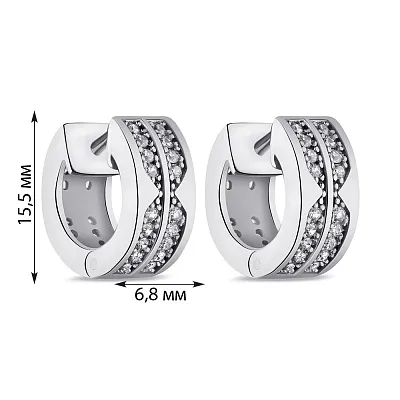 Срібні сережки-кільця з фіанітами (арт. 7502/9117/15)