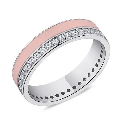 Серебряное кольцо с эмалью и фианитами  (арт. 7501/5641ер)