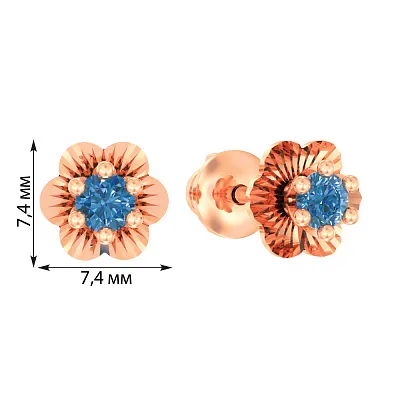 Дитячі золоті сережки з блакитними фіанітами (арт. 110508г)
