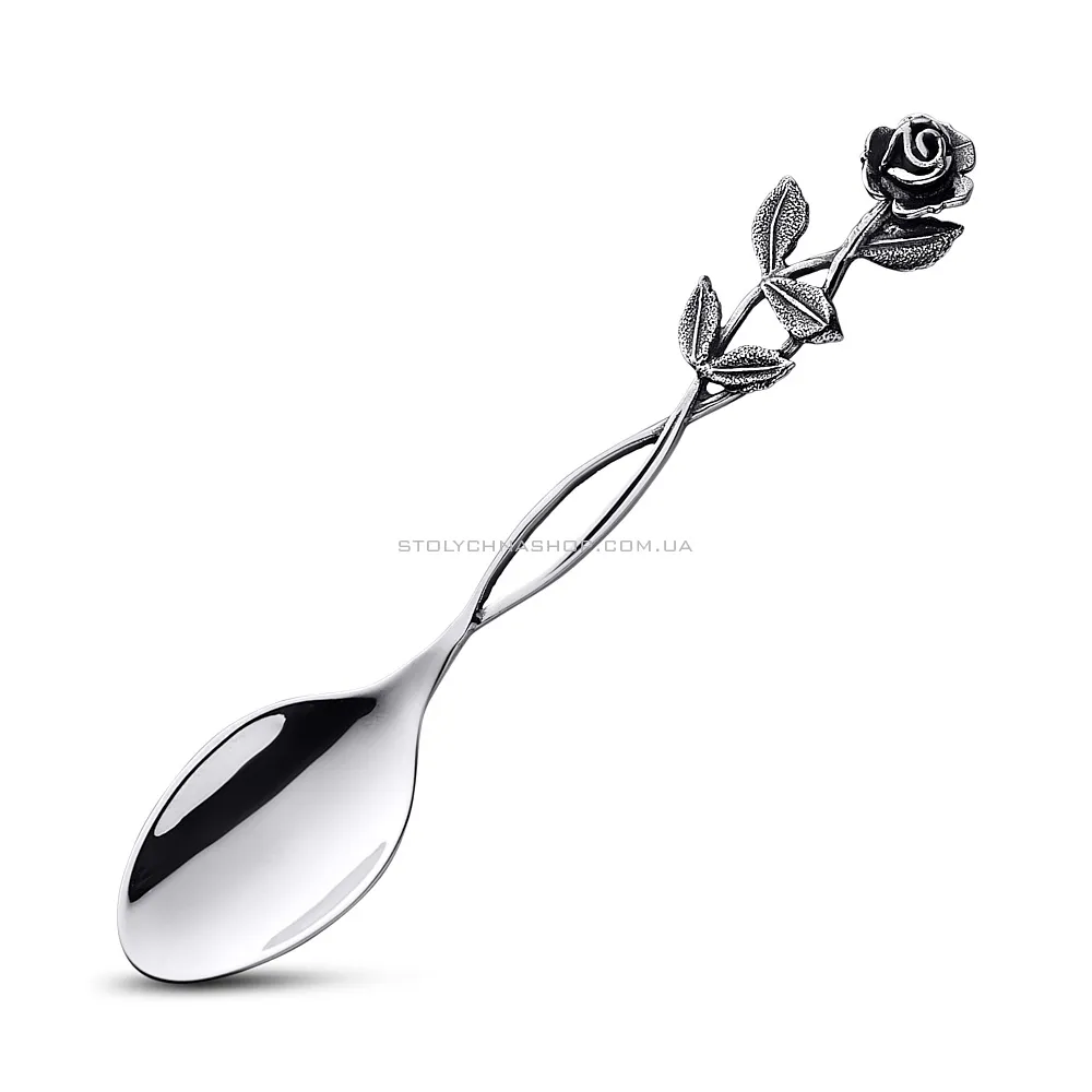 Кофейная ложка "Роза" из серебра (арт. 7922/9023-ч) - цена