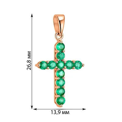 Золотий хрестик зі смарагдами (арт. 3109617201и)
