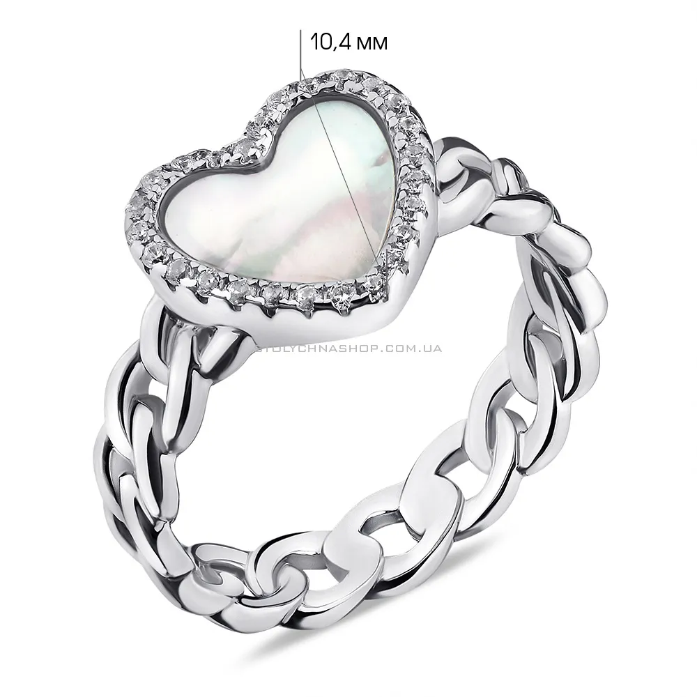 Срібна каблучка Серце (арт. 7501/6734п) - 2 - цена