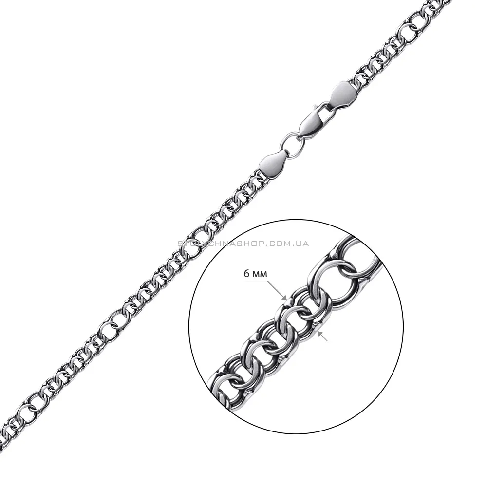 Срібний ланцюжок плетіння Бісмарк (арт. 7908/1094/1-ч) - 2 - цена