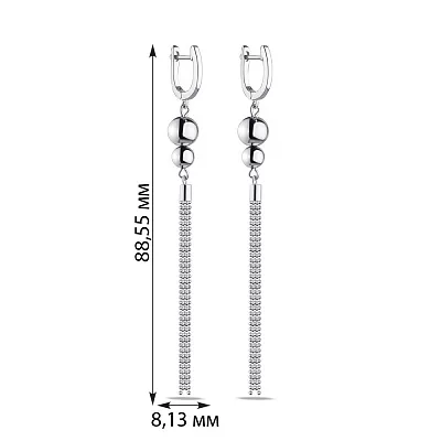 Сережки зі срібла з підвісками "Кулі" без каменів (арт. 7502/4391)