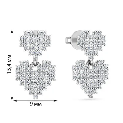 Золоті сережки Сердечка з діамантами (арт. Т011690040б)